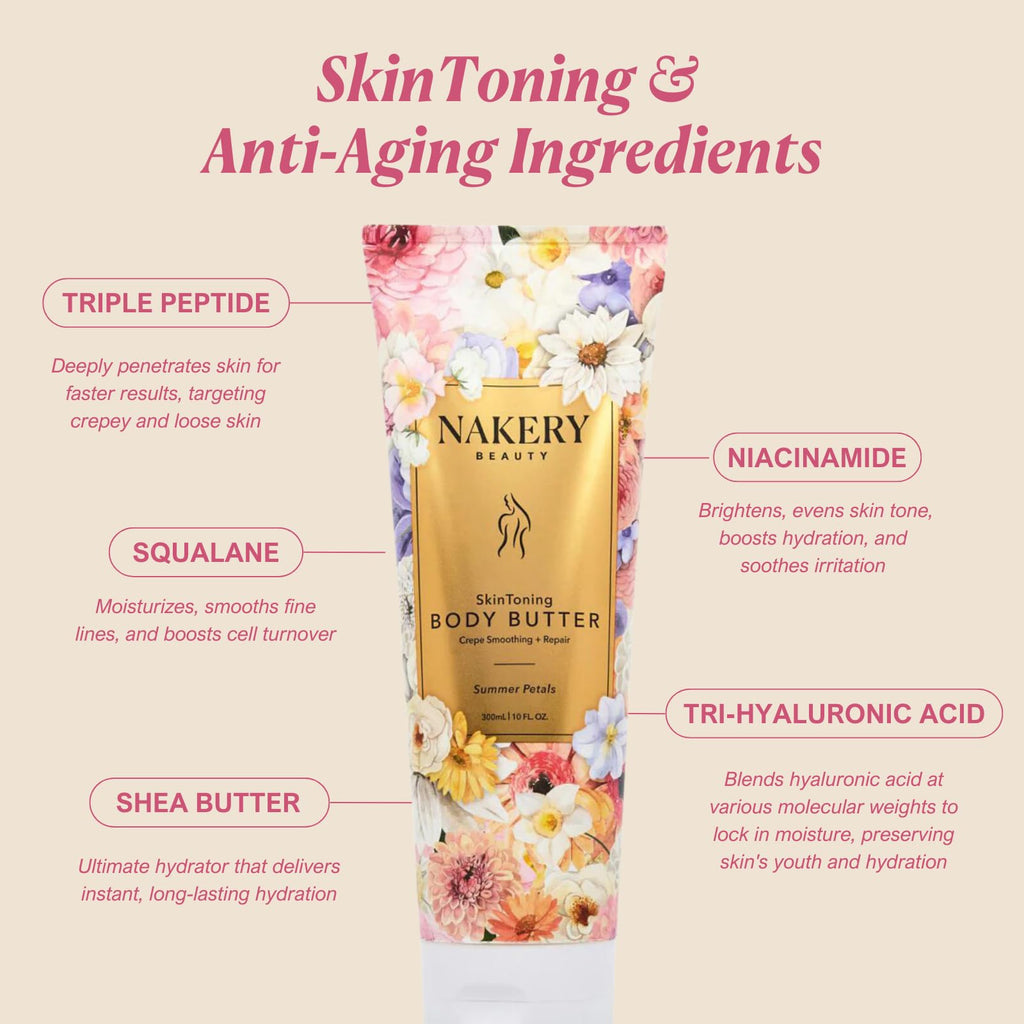 Nakery Skin Toning Body Butter – Peptide Firming Lotion for Crepey & Sagging Skin
