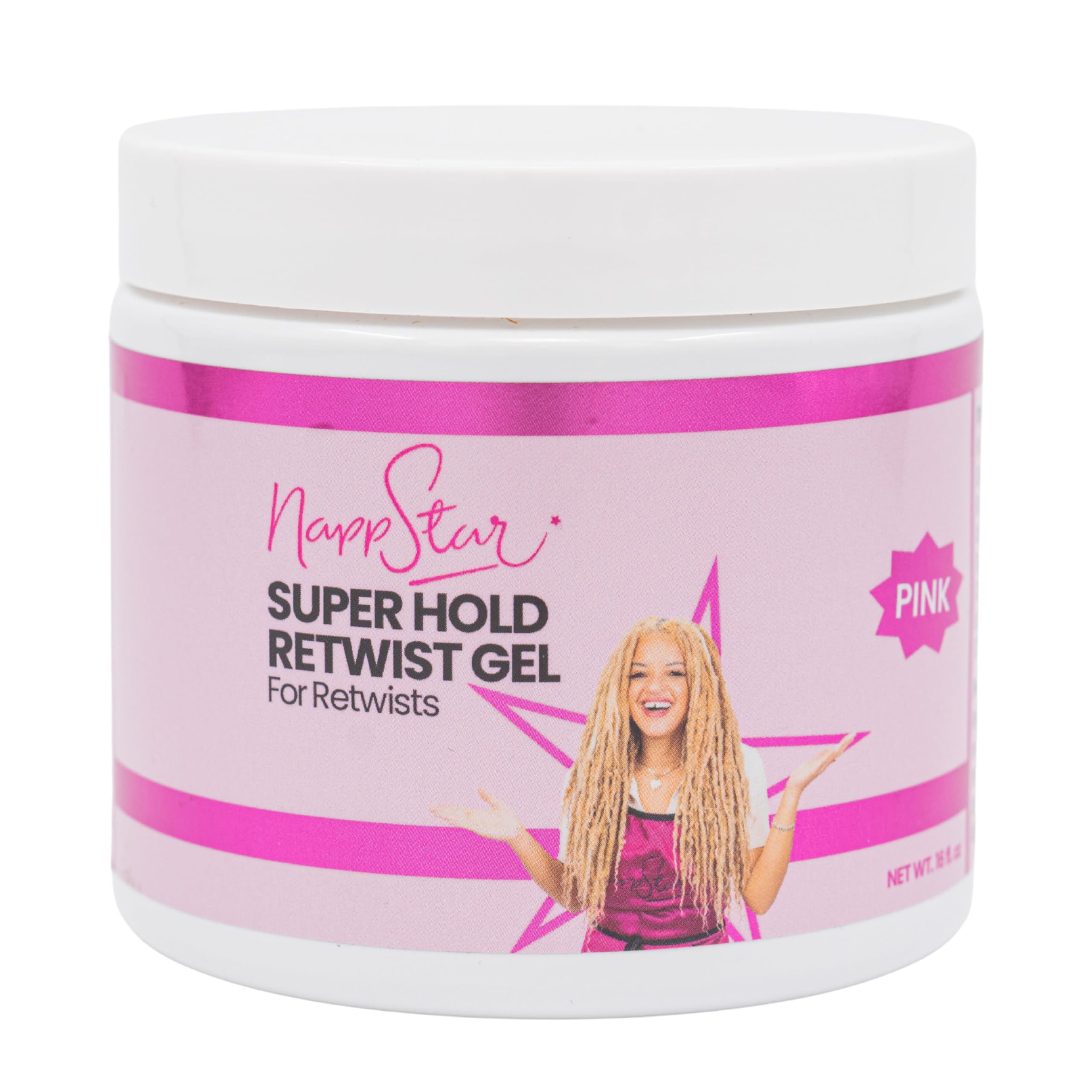 NappStar Super Hold Retwist Gel – Pink, 16oz | Strong Hold for Locs & Edges
