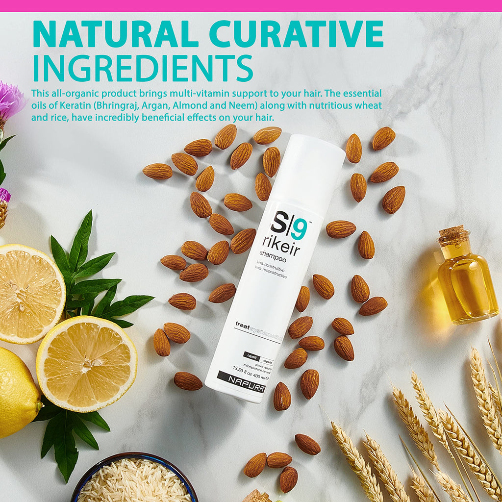 NAPURA S9 Professional Moisturizing Shampoo for Damaged Hair | Sulfate & Paraben Free, Color Safe