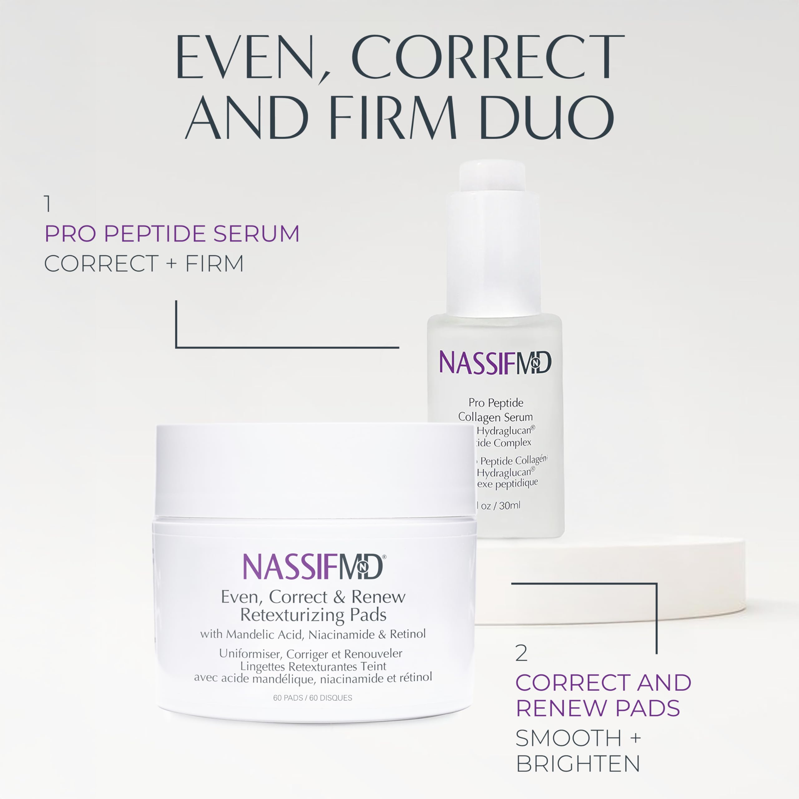 NassifMD Even, Correct & Renew Retexturizing Pads | Facial Peel for Texture & Tone