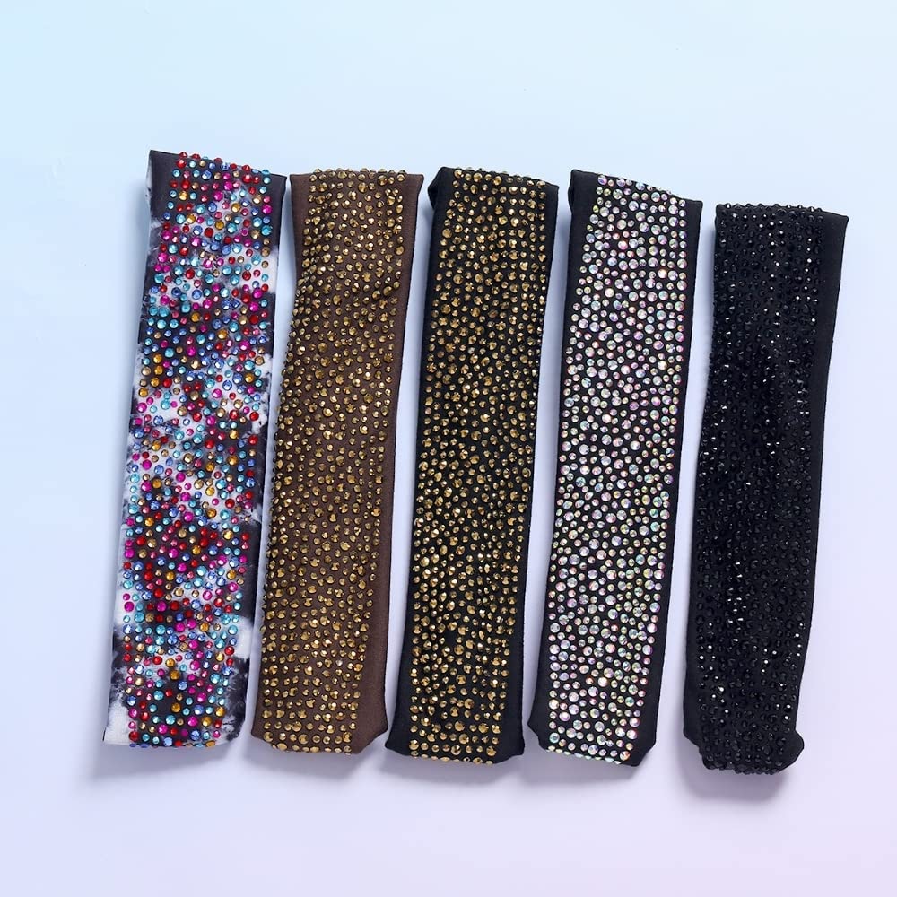 Natalie Mills Black Elastic Headband with Austrian Crystal – Yoga & Activewear
