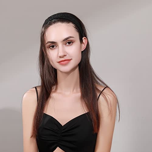 Natalie Mills Black Elastic Headband with Austrian Crystal – Yoga & Activewear