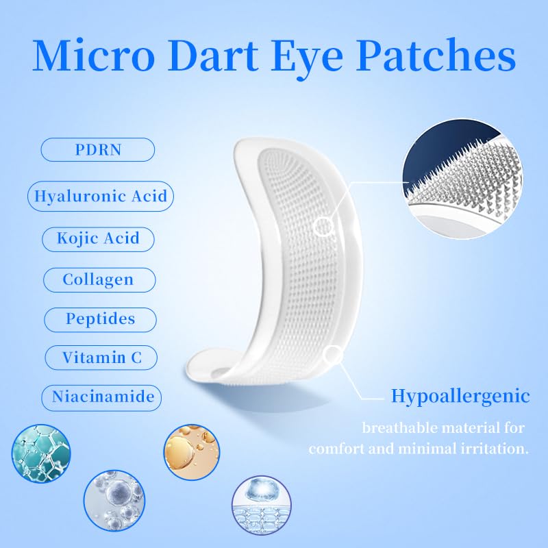Natener 4 Pairs PDRN Micro Eye Patches | Hyaluronic Acid, Kojic Acid, Collagen + Peptides