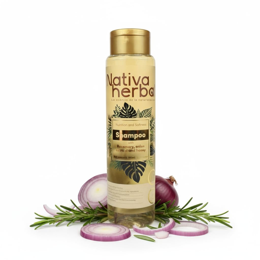 Nativa Herbal Rosemary & Onion Shampoo — Hair Growth & Anti-Hair Loss Set, 18.5 fl oz Each, Paraben Free