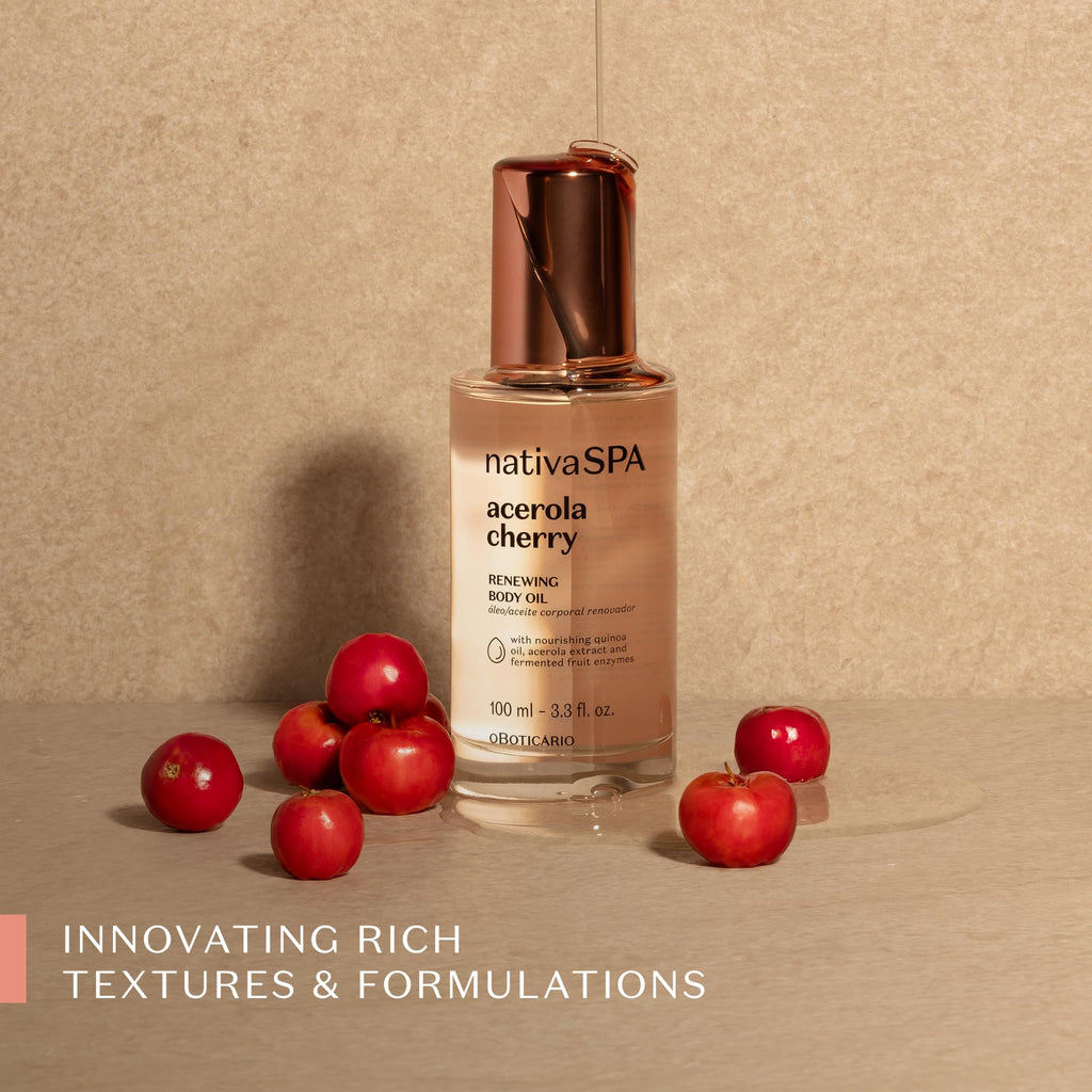 NATIVA SPA by O Boticário Acerola Cherry Renewing Body Oil – Luminous Glow & Deep Hydration | 3.38 oz (100 ml)