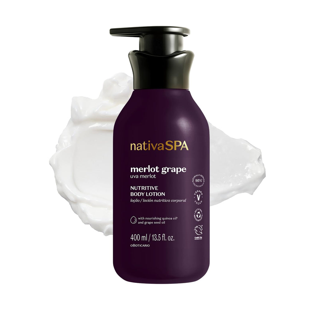 NATIVA SPA by O Boticário Merlot Grape Body Lotion – Deep Hydration with Quinoa & Grape Seed Oil, 400ml