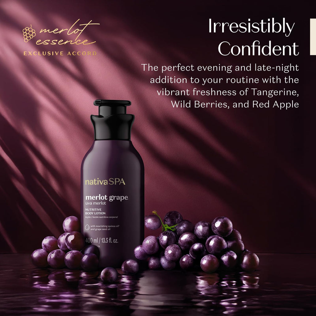 NATIVA SPA by O Boticário Merlot Grape Body Lotion – Deep Hydration with Quinoa & Grape Seed Oil, 400ml
