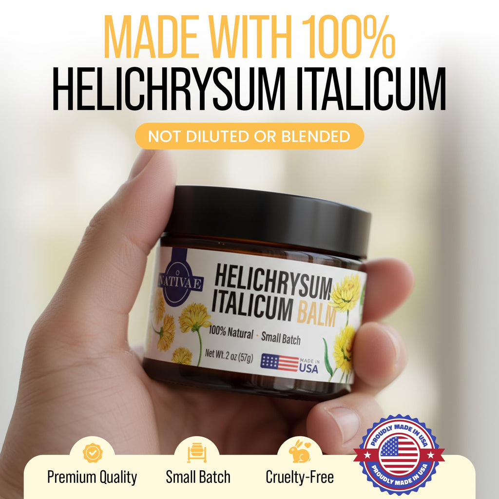 Nativae Helichrysum Balm – Helichrysum Italicum Essential Oil Skin Cream for Bruises, Veins, Burns & Redness – Soothing Moisturizer for Face & Body