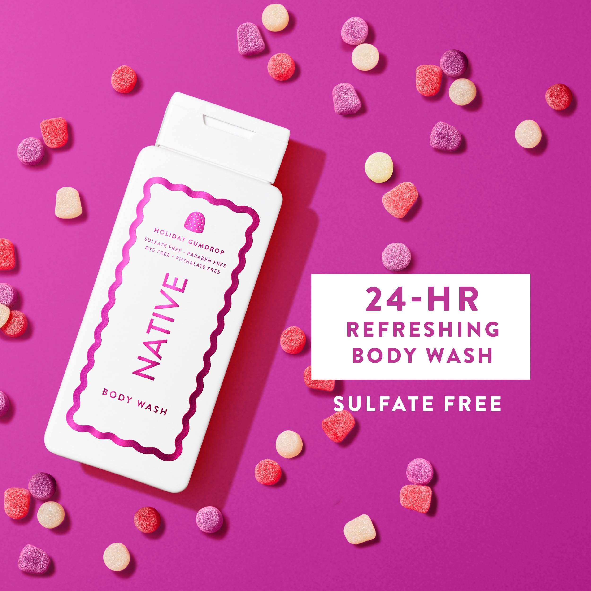 Native Body Wash Holiday Edition – Gumdrop Scent | 18 oz | Paraben, Sulfate & Dye Free