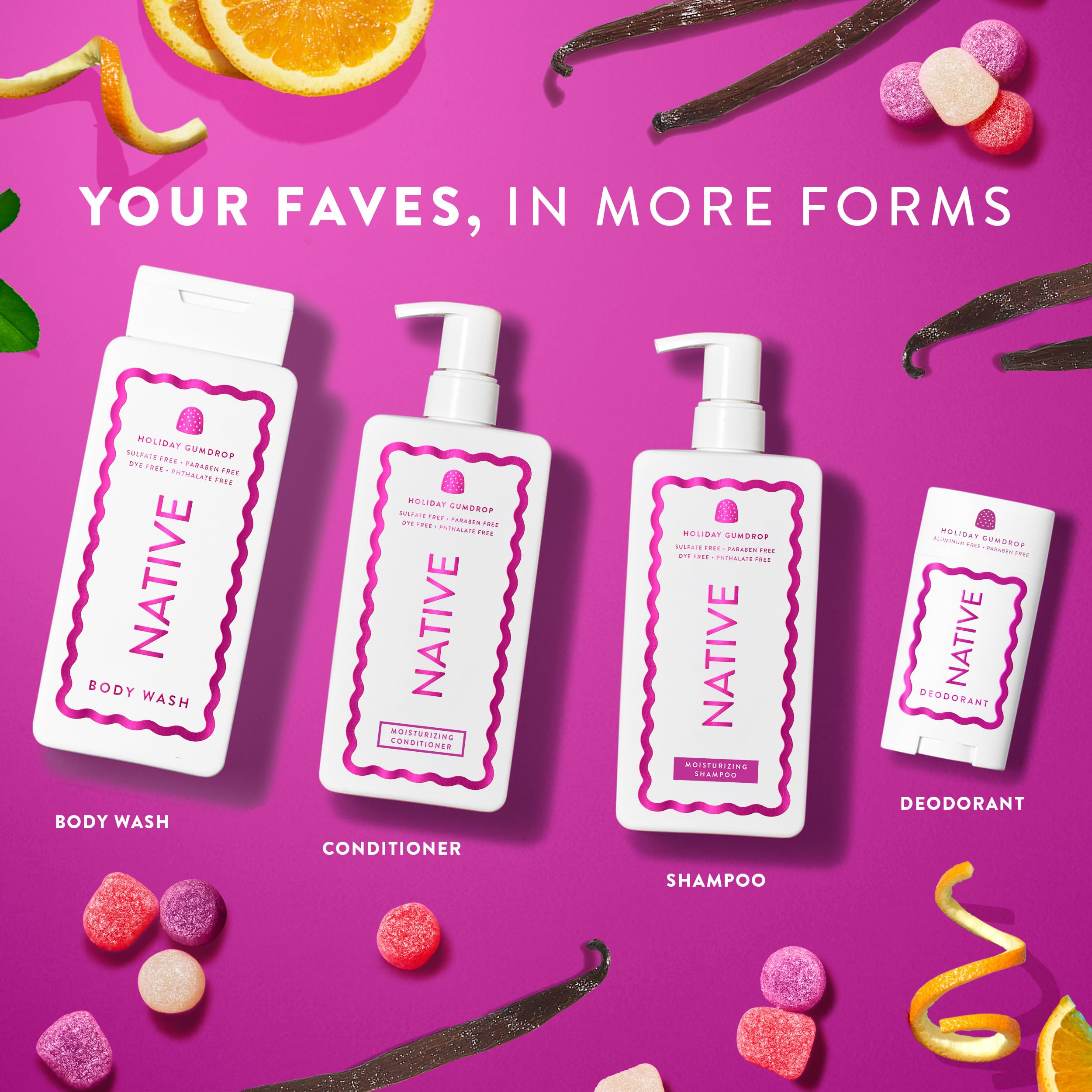 Native Body Wash Holiday Edition – Gumdrop Scent | 18 oz | Paraben, Sulfate & Dye Free