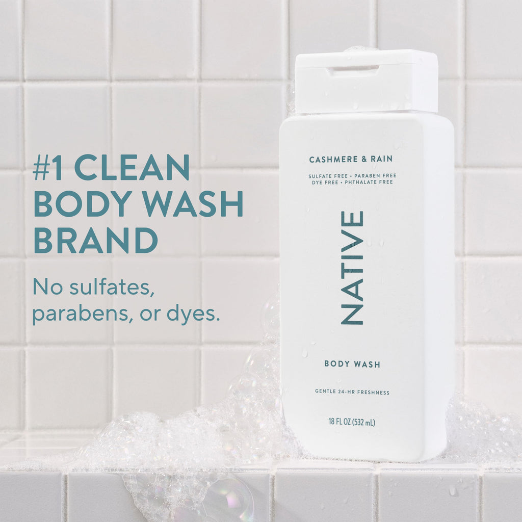 Native Body Wash Cashmere & Rain – Naturally Derived, Sulfate & Dye Free | 18 oz