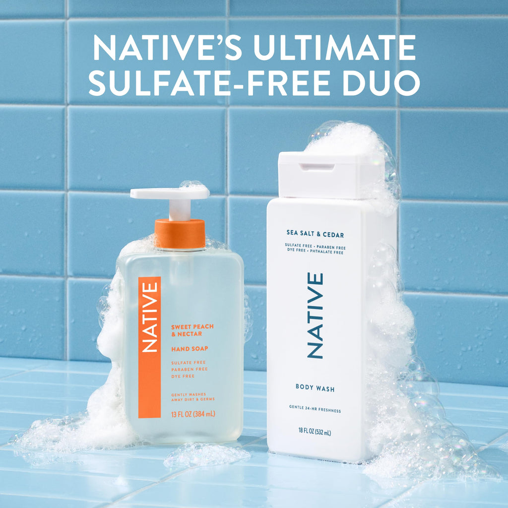 Native Body Wash Sea Salt & Cedar — Sulfate Free, Paraben Free, Dye Free, Hydrating 18 oz