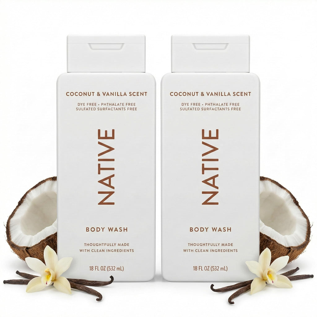 Native Body Wash 2 Pack – Coconut Vanilla, Sulfate Free, 18 oz Each