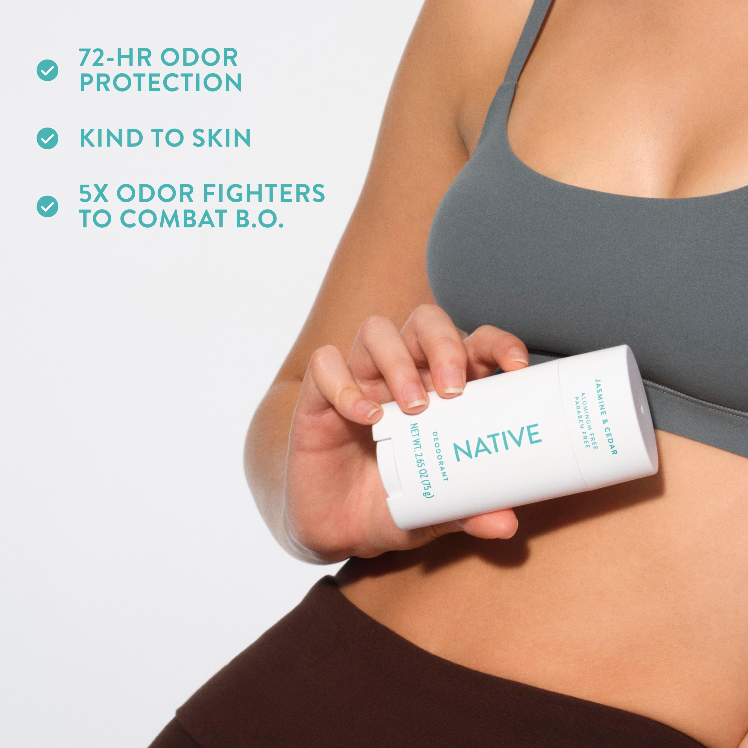 Native Aluminum Free Deodorant Jasmine & Cedar – 72 Hour Odor Control (2.65 oz)