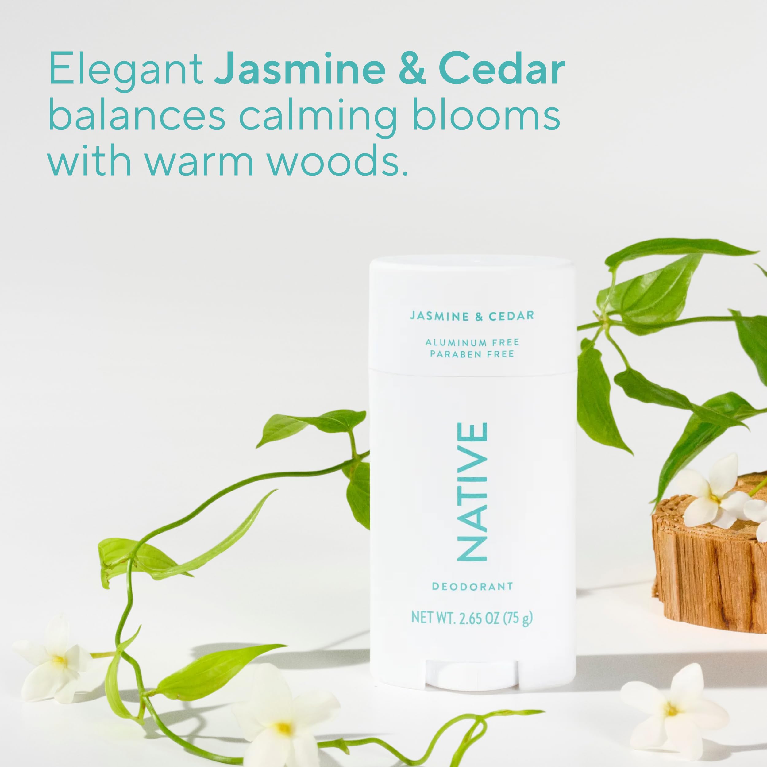 Native Aluminum Free Deodorant Jasmine & Cedar – 72 Hour Odor Control (2.65 oz)