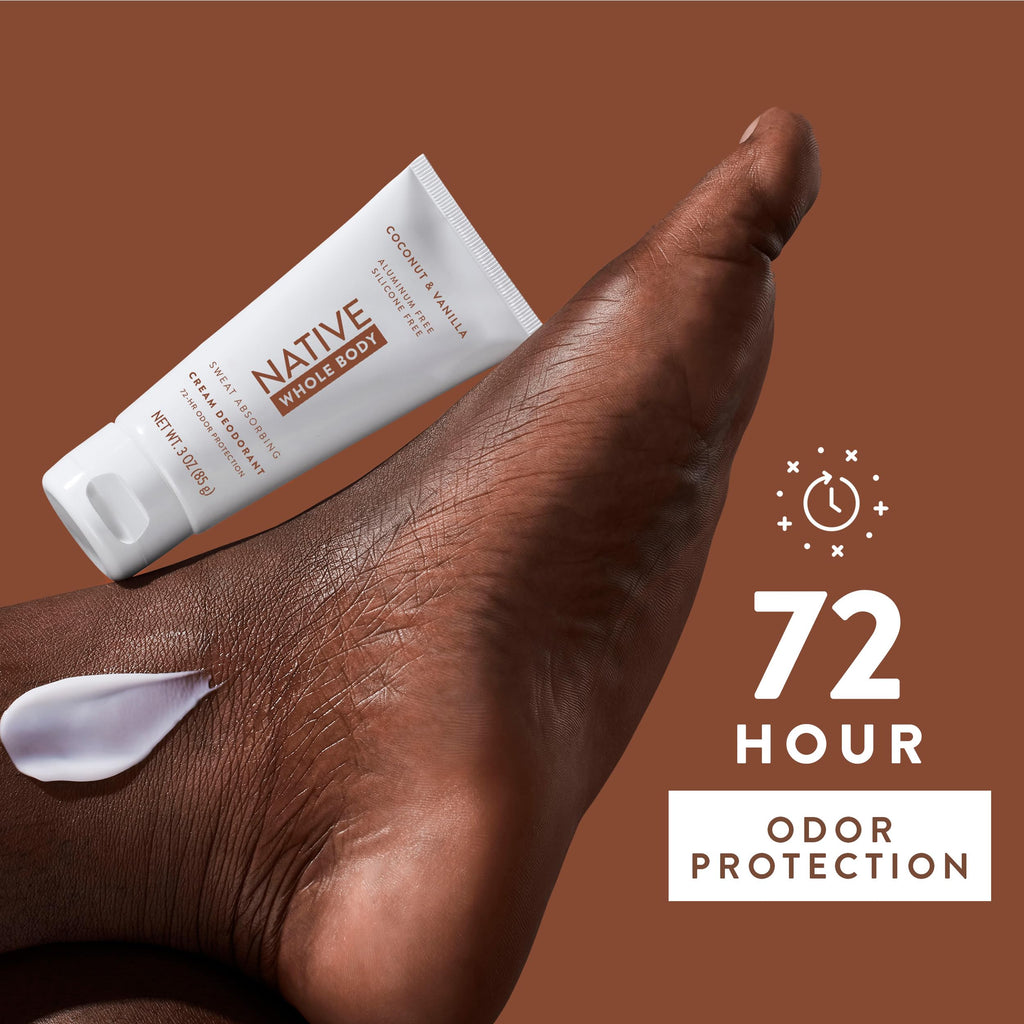 Native Whole Body Deodorant Cream – Aluminum-Free, 72-Hour Odor Protection | Coconut & Vanilla