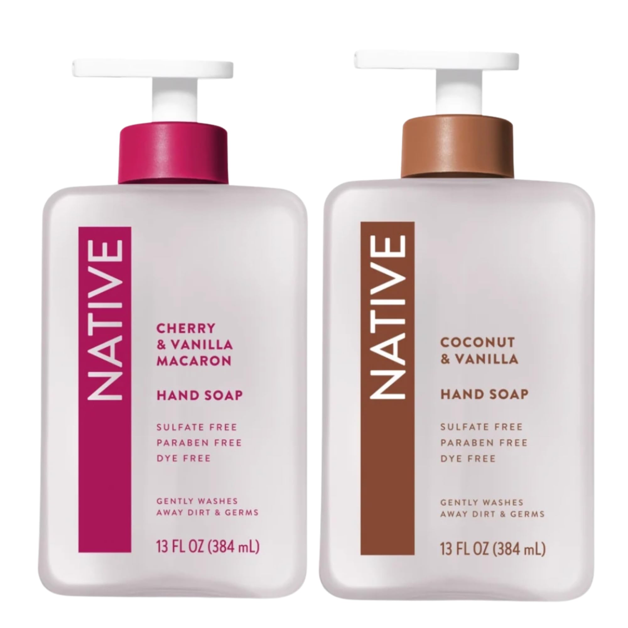 Native Hand Soap Set: Cherry & Vanilla Macaron + Coconut & Vanilla — 13 oz each, Sulfate-Free 2-Pack