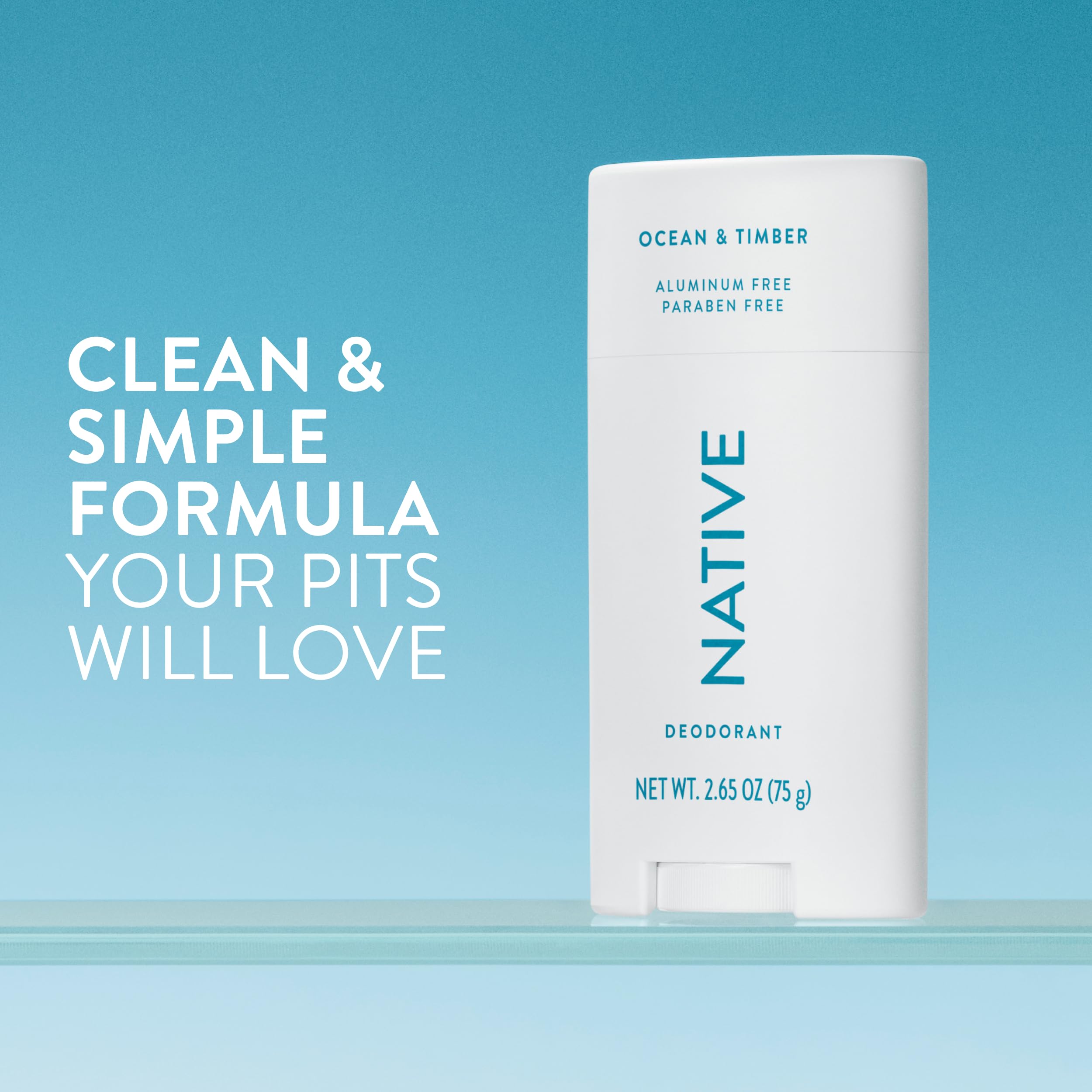 Native Ocean & Timber Deodorant 2.65oz — Aluminum-Free, 72-Hour Odor Protection