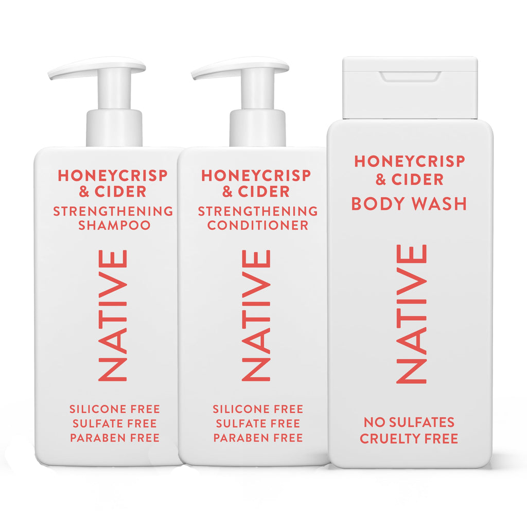Native 3-Piece Honey Crisp & Cider Bundle – Shampoo, Conditioner & Body Wash, 51 oz, Sulfate-Free