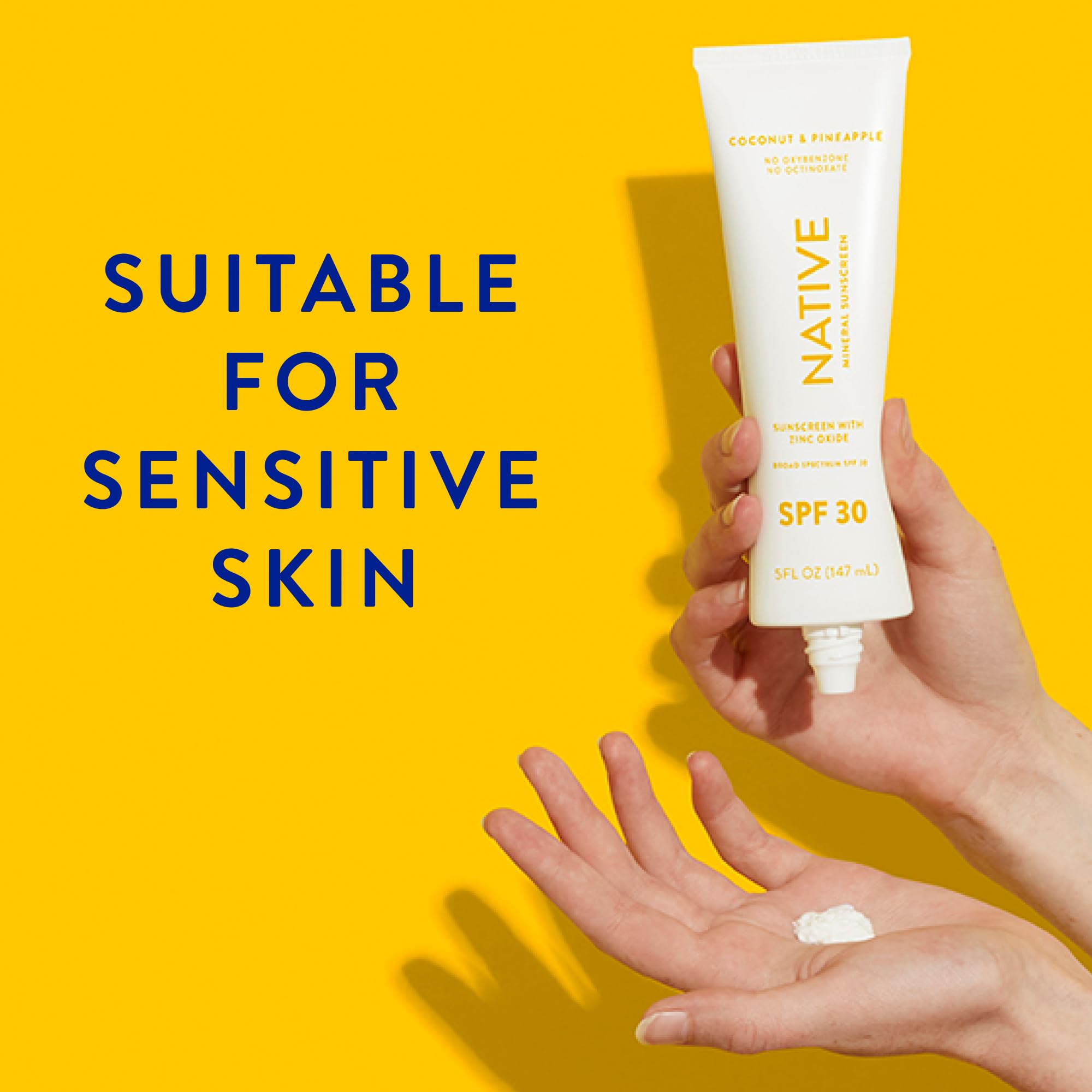 Native Sunscreen SPF 30 – Pineapple & Coconut Scent, Dermatologist Tested for Sensitive Skin, Hawaii Compliant, 5 oz