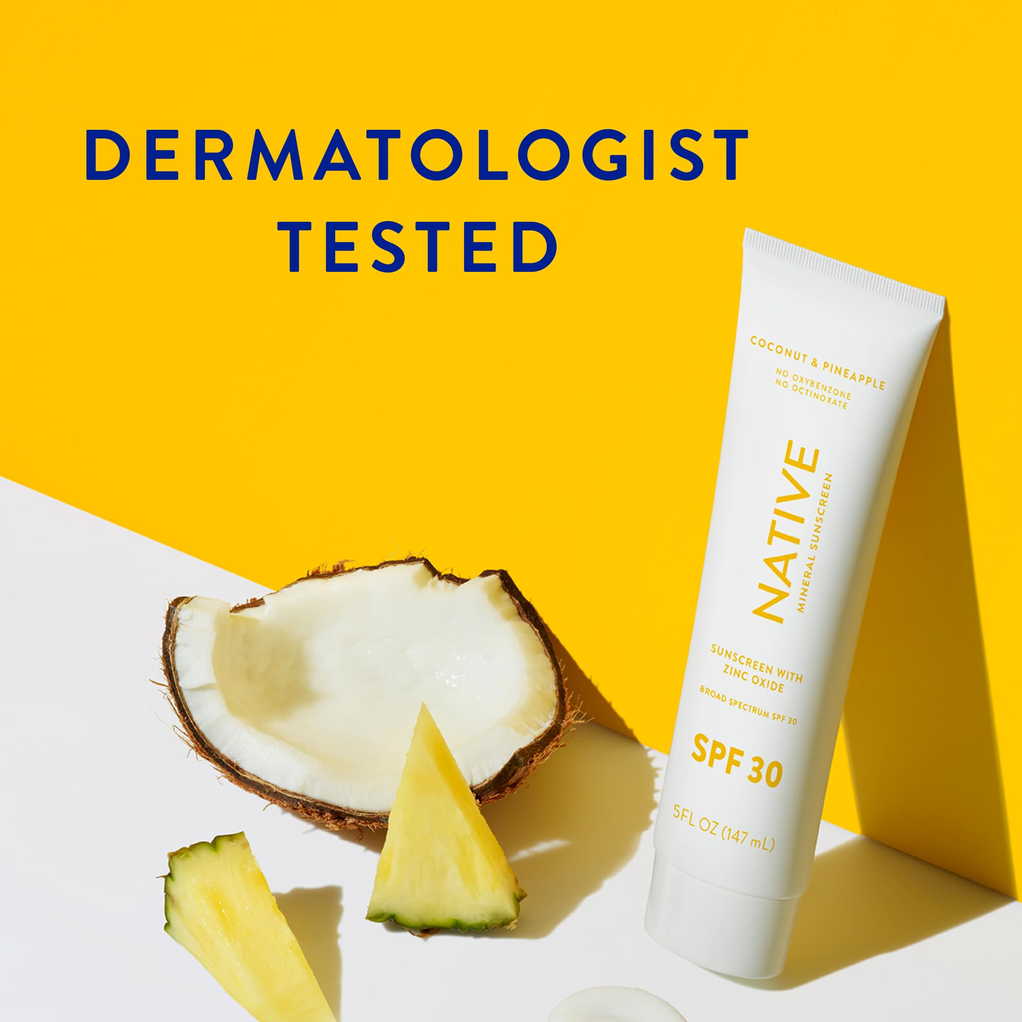 Native Sunscreen SPF 30 – Pineapple & Coconut Scent, Dermatologist Tested for Sensitive Skin, Hawaii Compliant, 5 oz