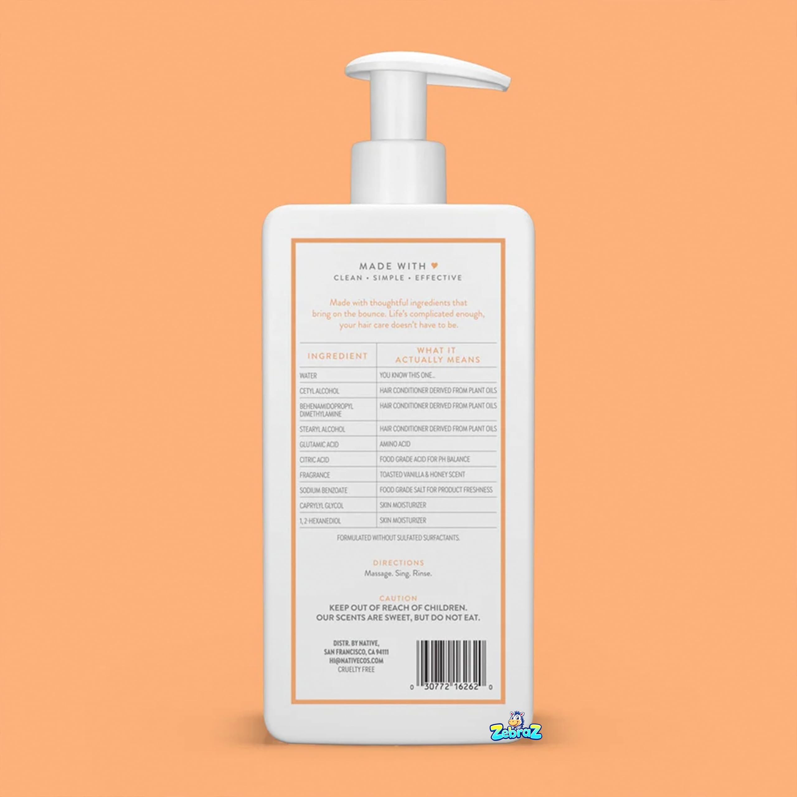 Native Toasted Vanilla & Honey Shampoo + Conditioner (8.25 oz x 2) – Sulfate Free, Vegan, Cruelty-Free