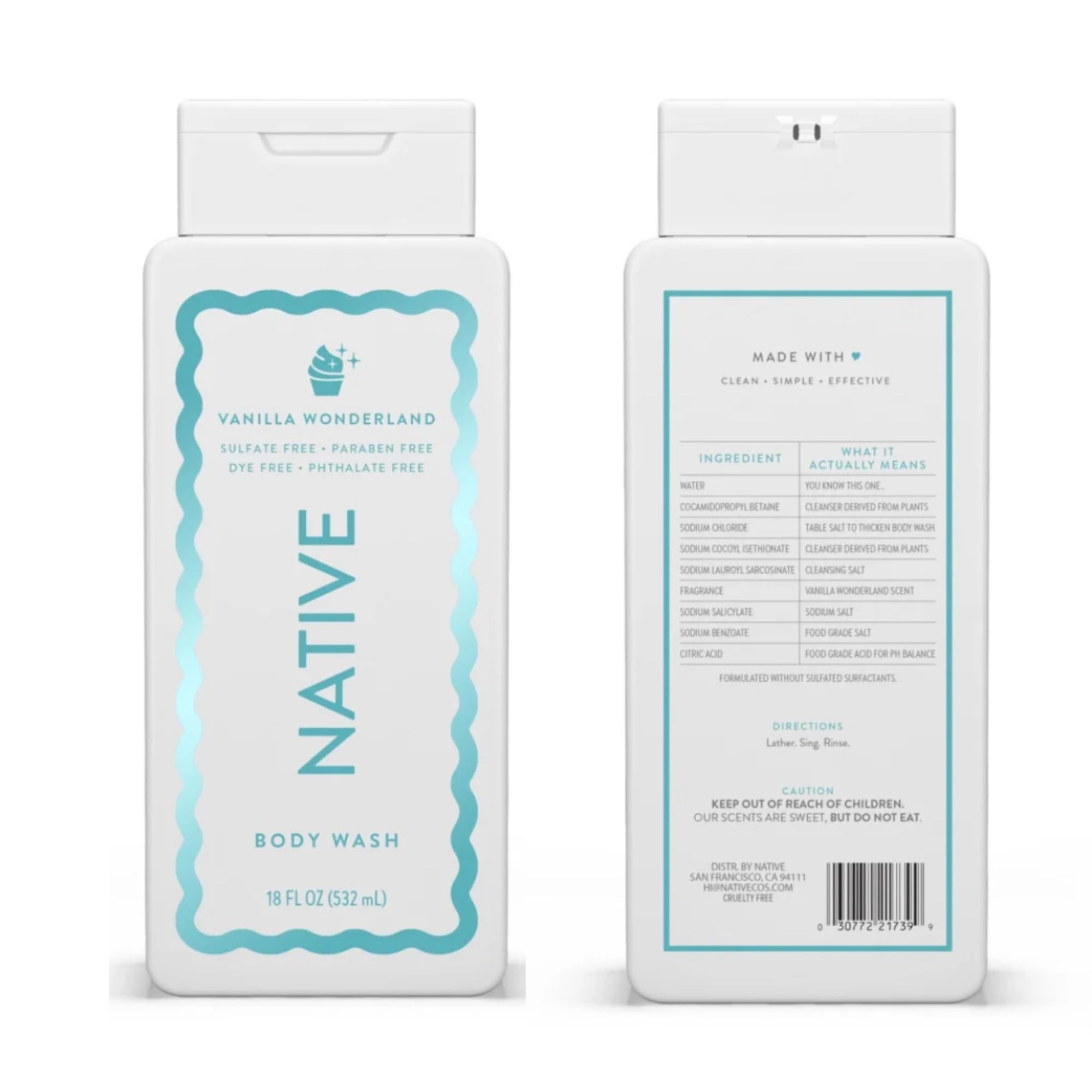 Native Vanilla Wonderland Body Wash – Holiday Limited Edition Set (2 x 18 fl oz), Sulfate & Paraben Free