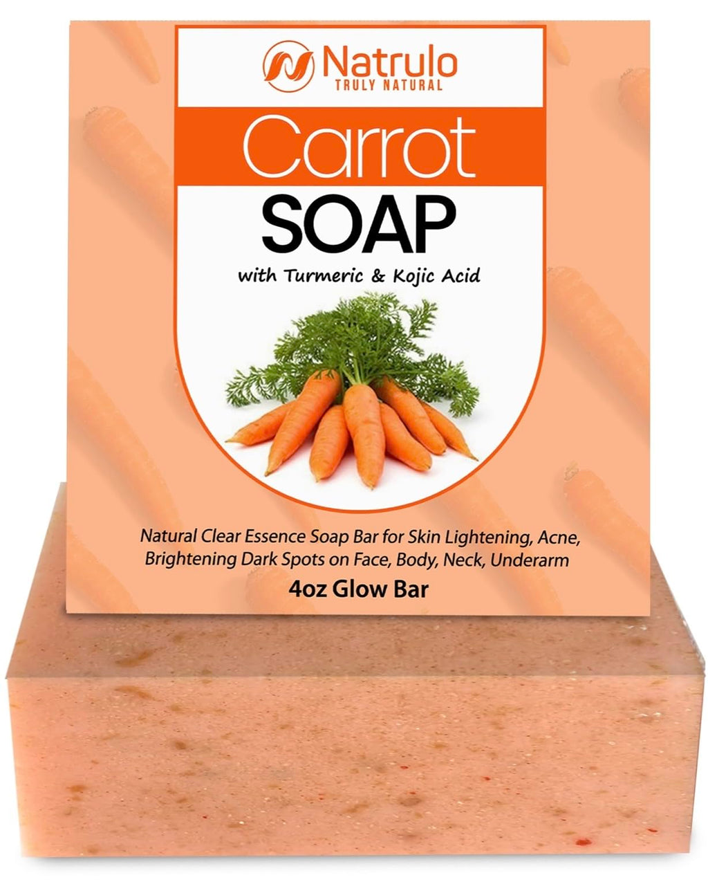Natrulo Carrot Soap for Skin Brightening – Kojic Acid Glow Bar Made in USA