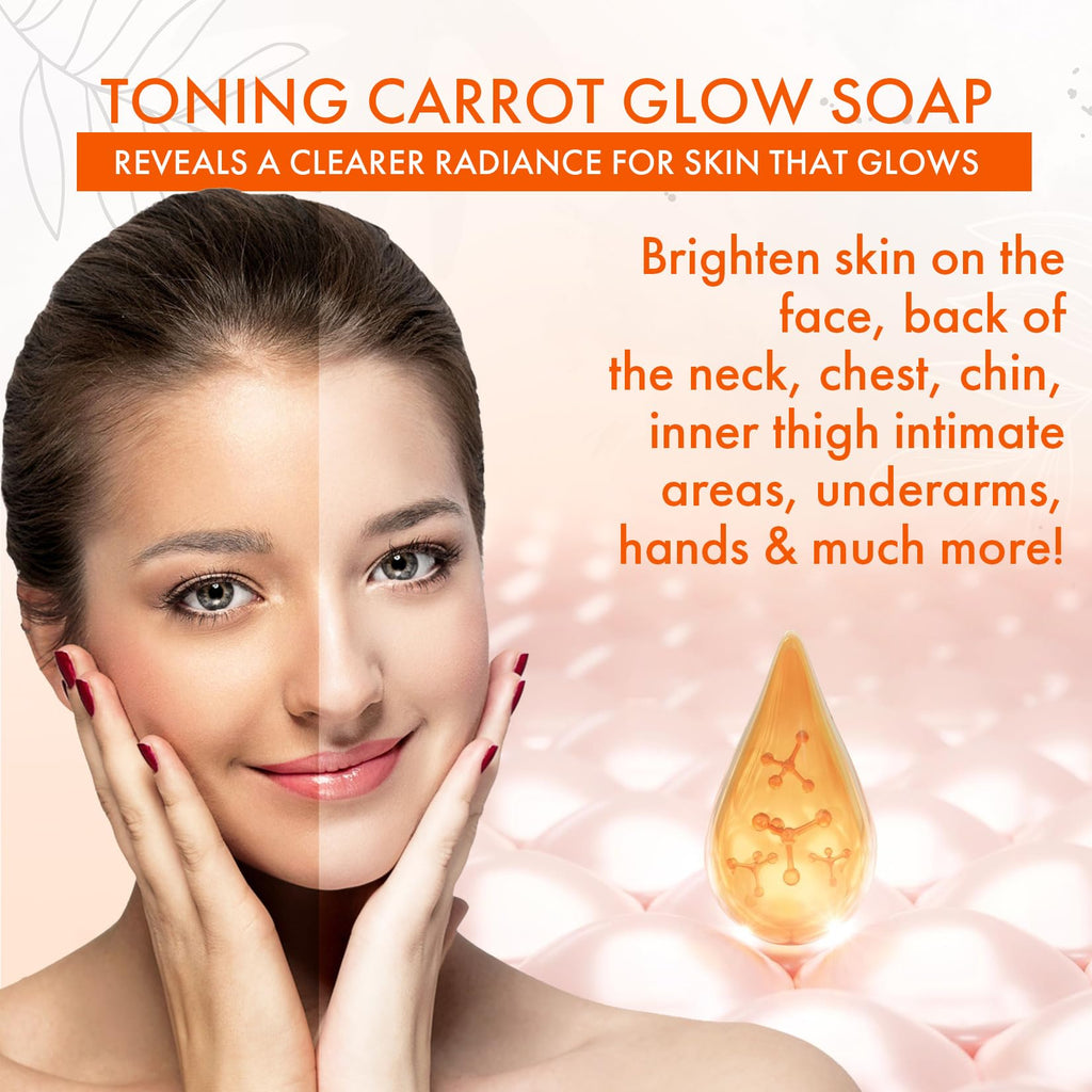 Natrulo Carrot Soap for Skin Brightening – Kojic Acid Glow Bar Made in USA