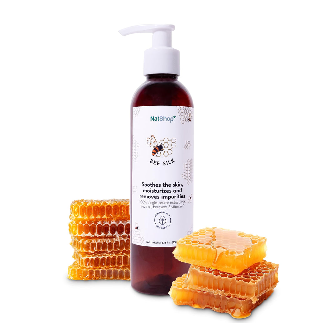 NatShop Bee Silk Body Lotion with Olive Oil, Beeswax & Vitamin E | 8.8oz Pump