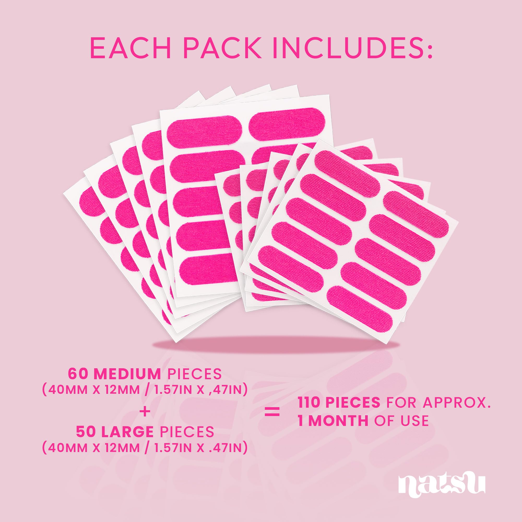 Natsu Overnight Anti-Wrinkle Patches for Women | Skin-Safe Latex-Free Kinesiology Tape in 2 Sizes