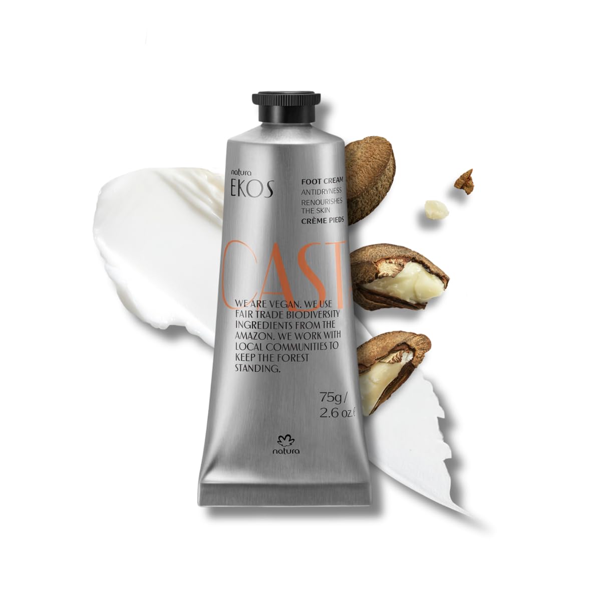 Natura Brazil Nut Foot Cream – Nourishing, Fast-Absorbing Moisturizer | Vegan & Cruelty-Free, 2.6 oz