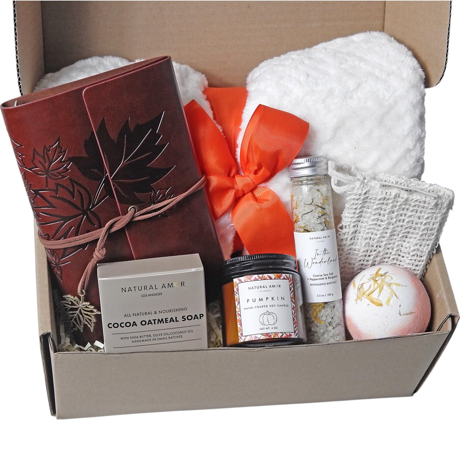 Natural Amor Cozy Spa Gift Box for Women – Self-Care Relaxation Set with Blanket, Candle, Soap & Journal
