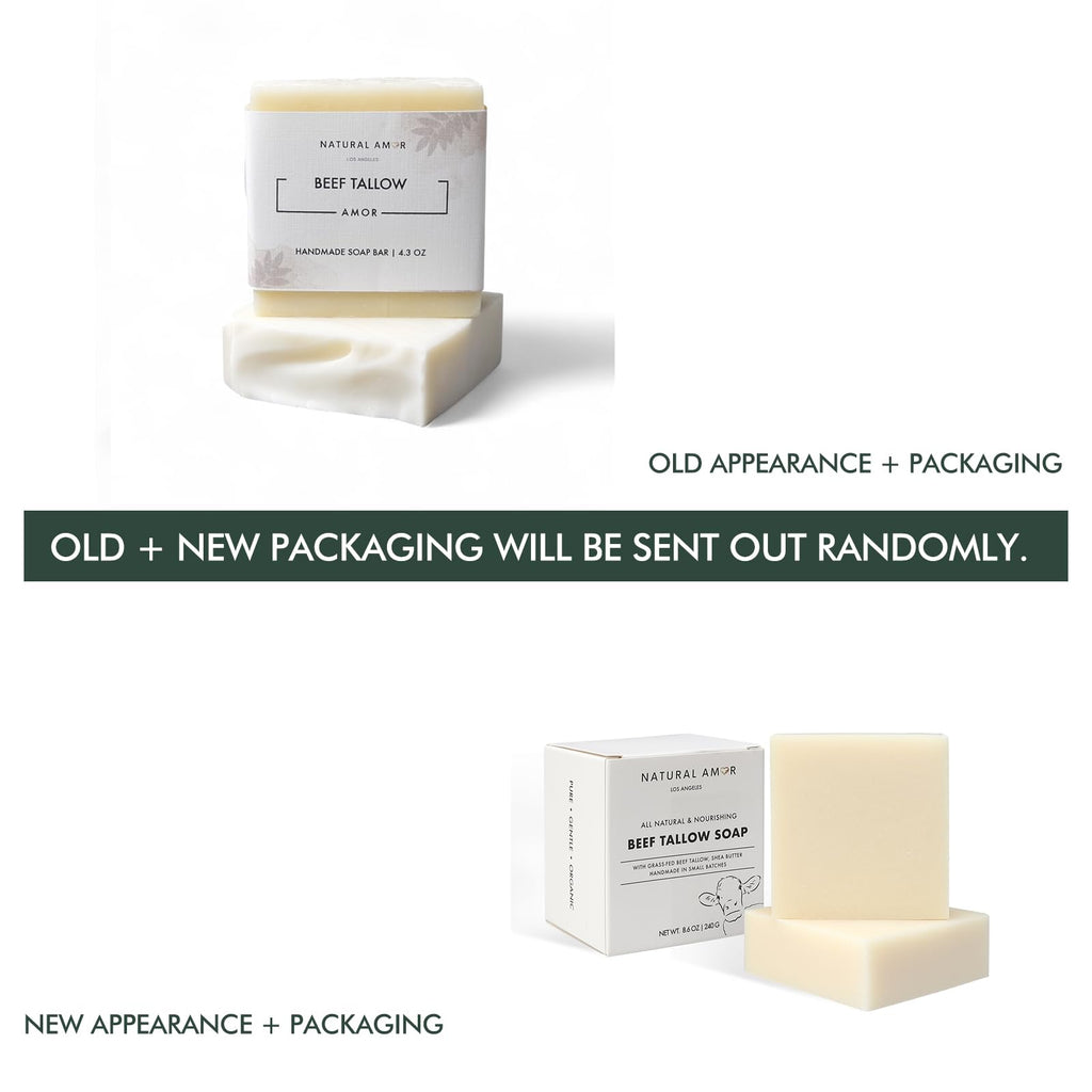 Natural Amor Los Angeles Unscented Tallow Soap Bar 2-Pack – Handmade with Grass-Fed Beef Tallow