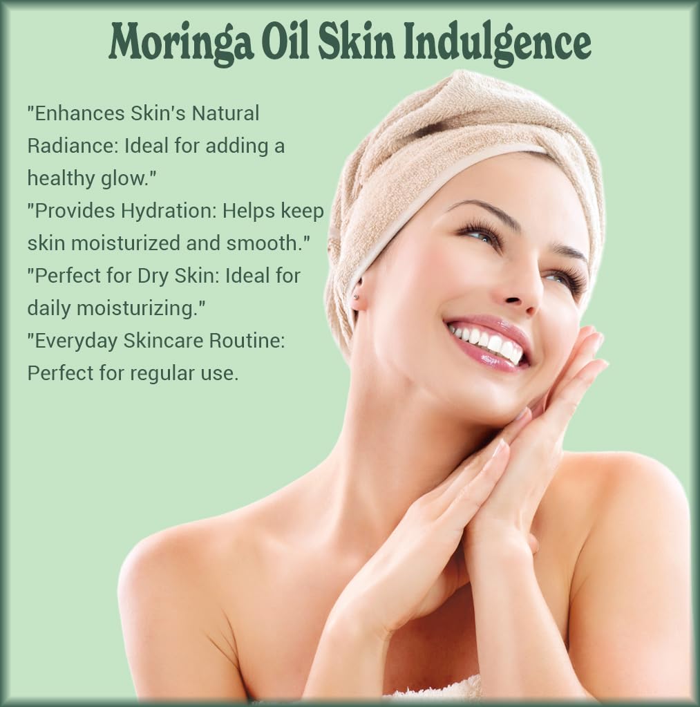 Natural Born Oils Moringa Oil – Organic Cold-Pressed 8oz, Rich in Vitamins A & C, Moisturizes Skin & Hair