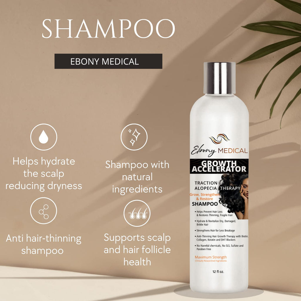Natural Curves Ebony Medical Hair Support Shampoo – Thinning Hair & Patchy Hair Solution | Vegan, Sulfate-Free