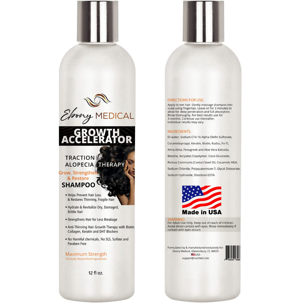 Natural Curves Ebony Medical Hair Support Shampoo – Thinning Hair & Patchy Hair Solution | Vegan, Sulfate-Free