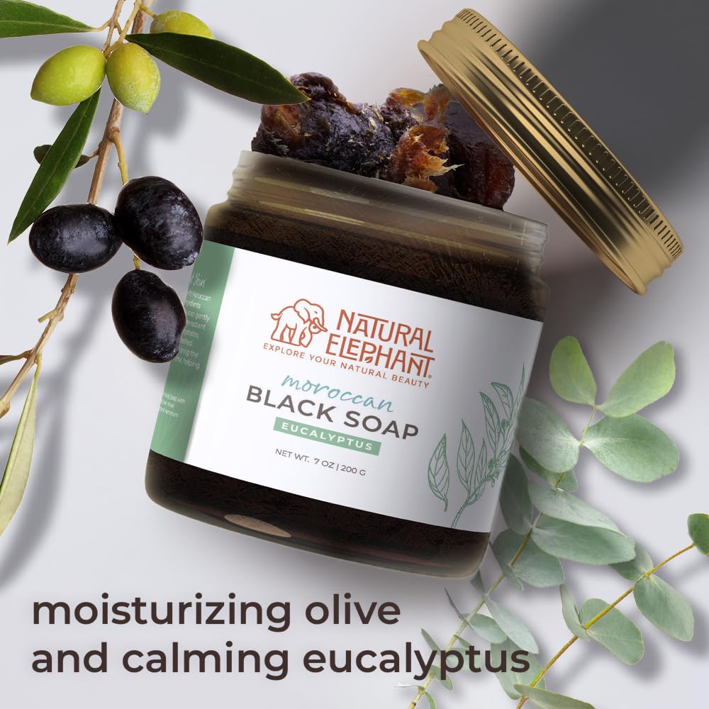 Natural Elephant Moroccan Black Soap with Eucalyptus – 1kg Bulk