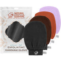 Natural Elephant Exfoliating Hammam Glove – Face & Body Mitt (Pack of 4, 4 Colors)