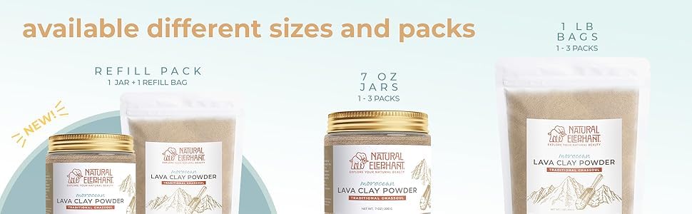 Natural Elephant Ghassoul Clay Powder | Moroccan Lava Clay 2x450g (900g) – Pure Mineral-Rich Mask