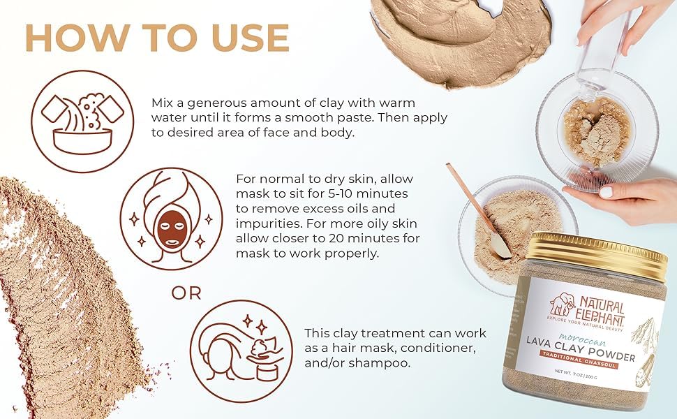 Natural Elephant Ghassoul Clay Powder | Moroccan Lava Clay 2x450g (900g) – Pure Mineral-Rich Mask
