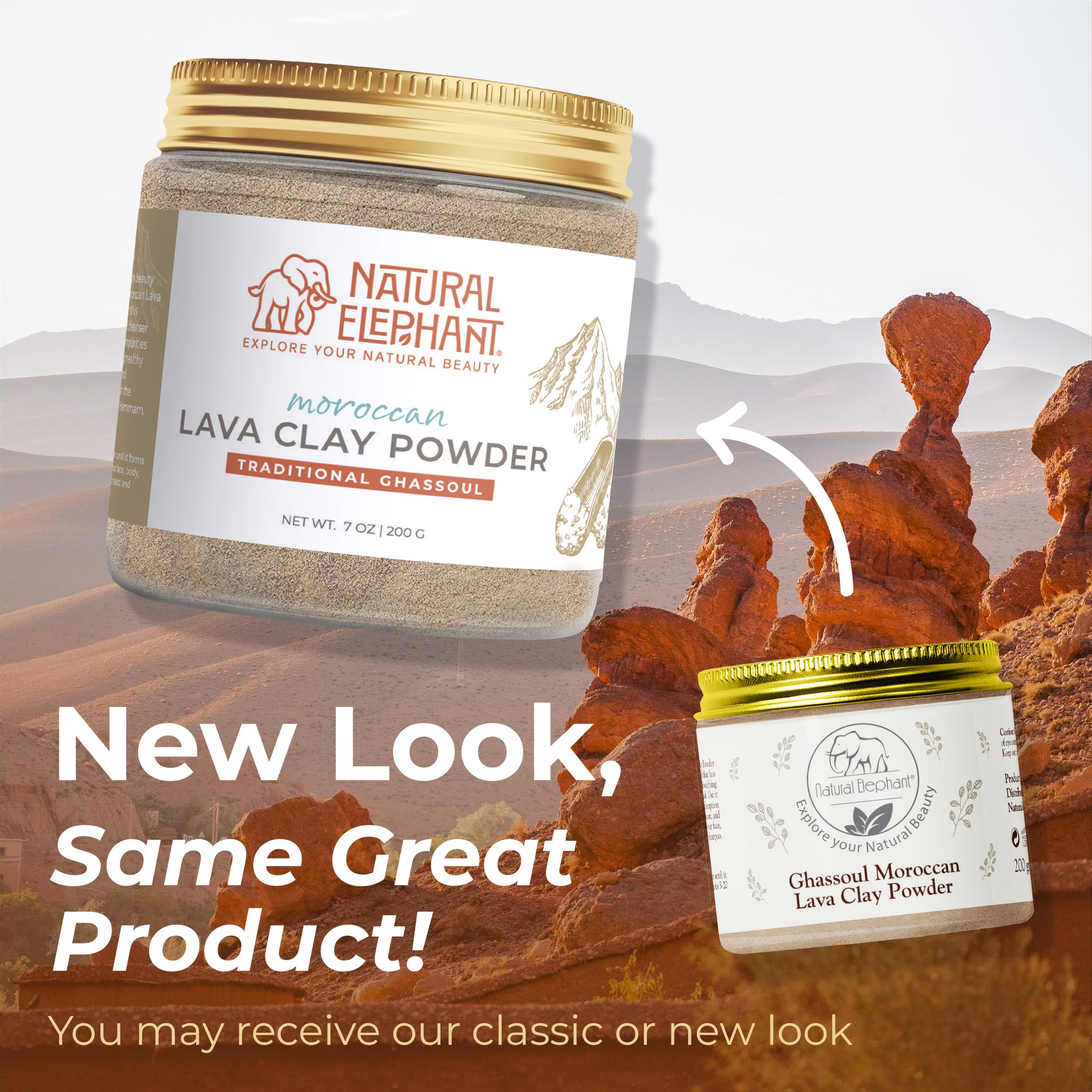 Natural Elephant Ghassoul Clay Powder | Moroccan Lava Clay 2x450g (900g) – Pure Mineral-Rich Mask