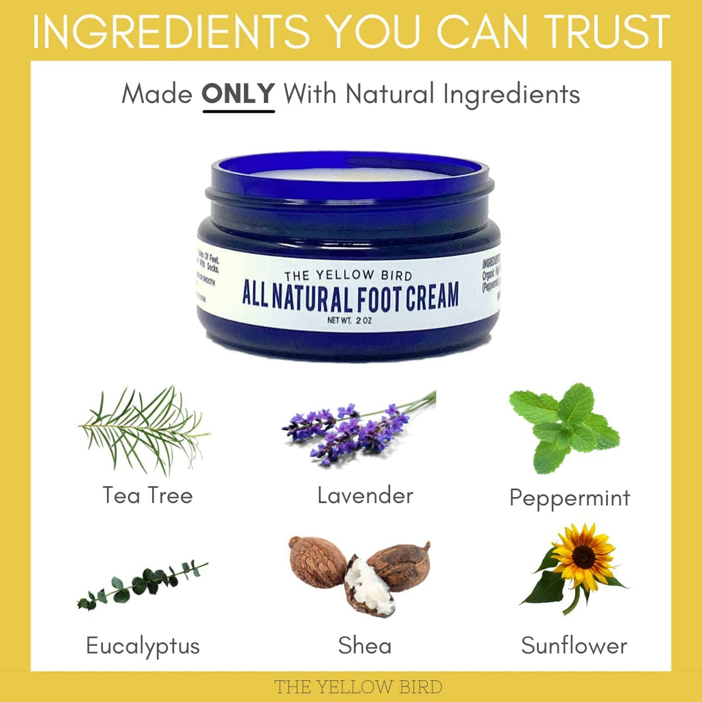 The Yellow Bird Foot Cream – Hydrating Tea Tree Oil Balm for Dry Feet
