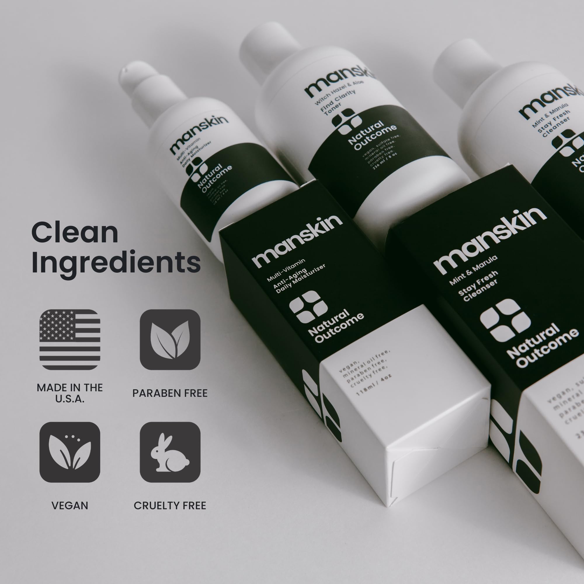 Natural Outcome Mens Skin Care Kit | 3-Step Anti-Aging Facial Care for Men