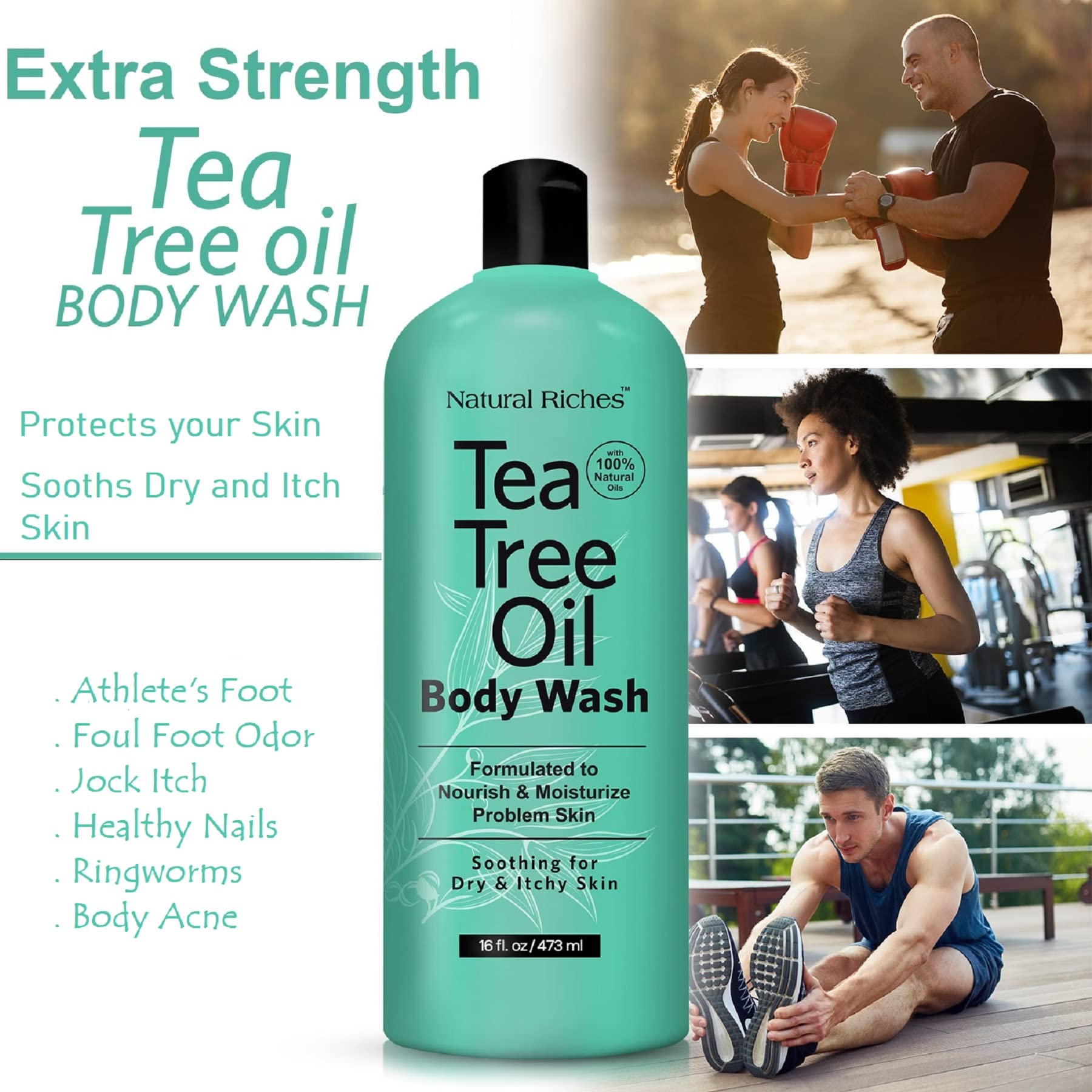 Natural Riches Tea Tree Body Wash 2x16 oz – Soothing, Hydrating for All Skin Types