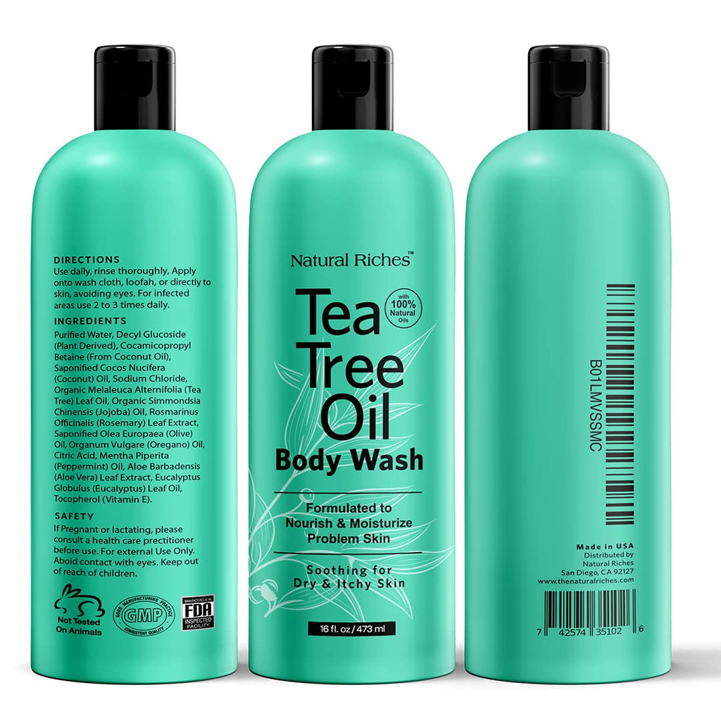 Natural Riches Tea Tree Body Wash 2x16 oz – Soothing, Hydrating for All Skin Types