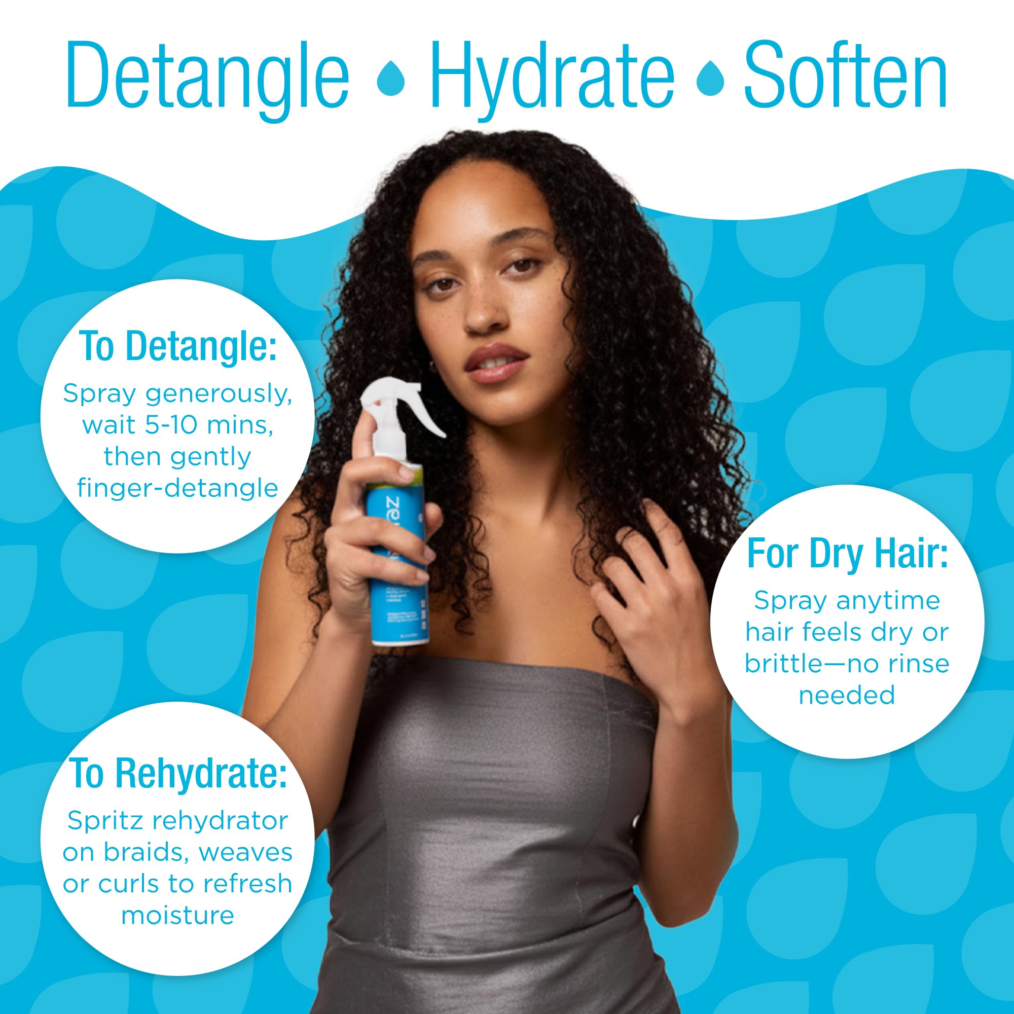 Naturaz Curly Hair Detangler Spray – Paraben & Silicone Free, Vegan, Soy & Nut Free, 8 fl oz