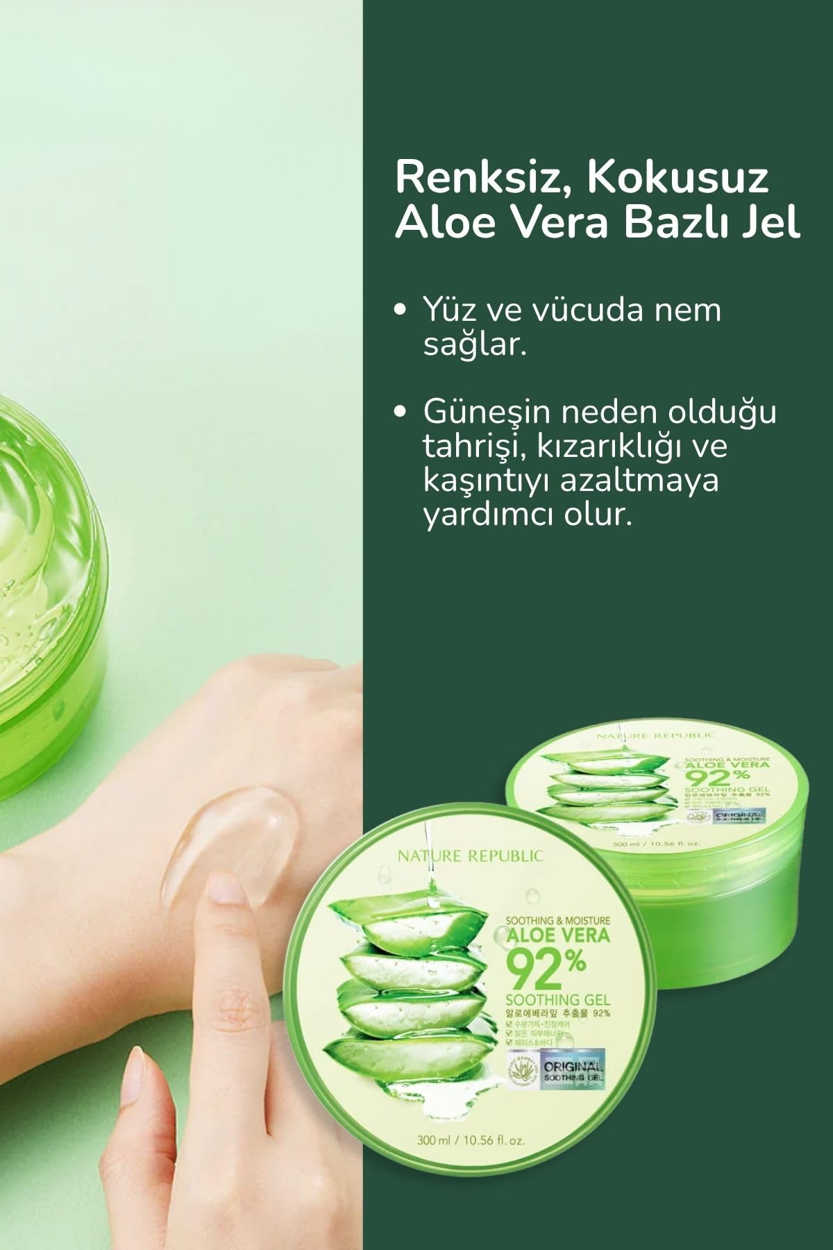 Nature Republic Aloe Gel 92% – Soothing Moisture, 10.56 fl oz