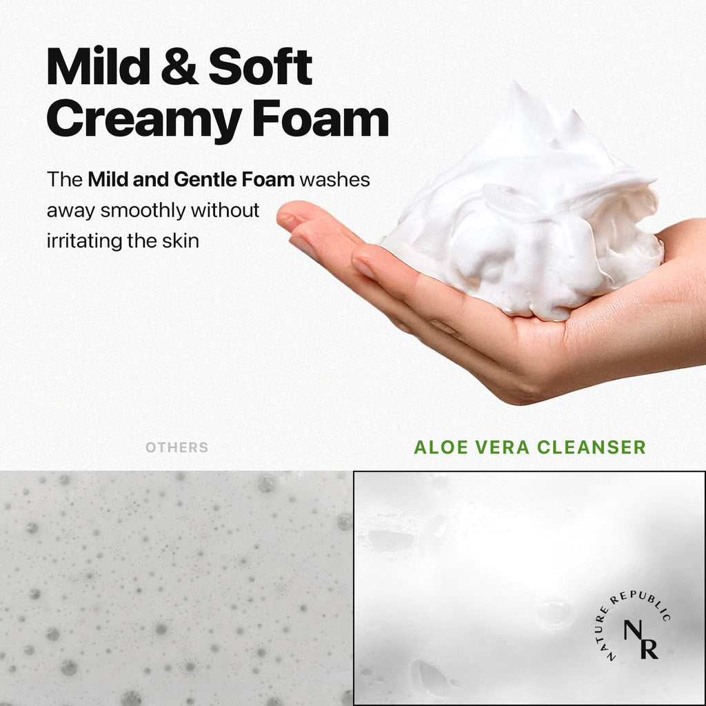 Nature Republic Mild and Moisture Aloe Vera Foam Cleanser - Hydrating Aloe Face Wash 150ml