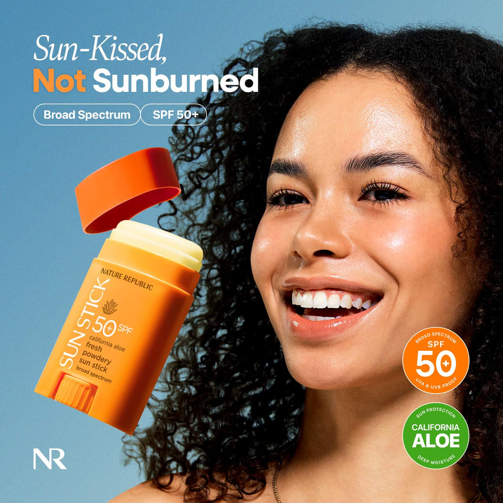 Nature Republic California Aloe Fresh Powdery Sun Stick SPF50+ — Travel Size Sunblock